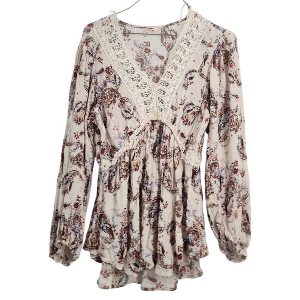 Mi Ami Floral Paisley Peasant Top - Women's Size Medium